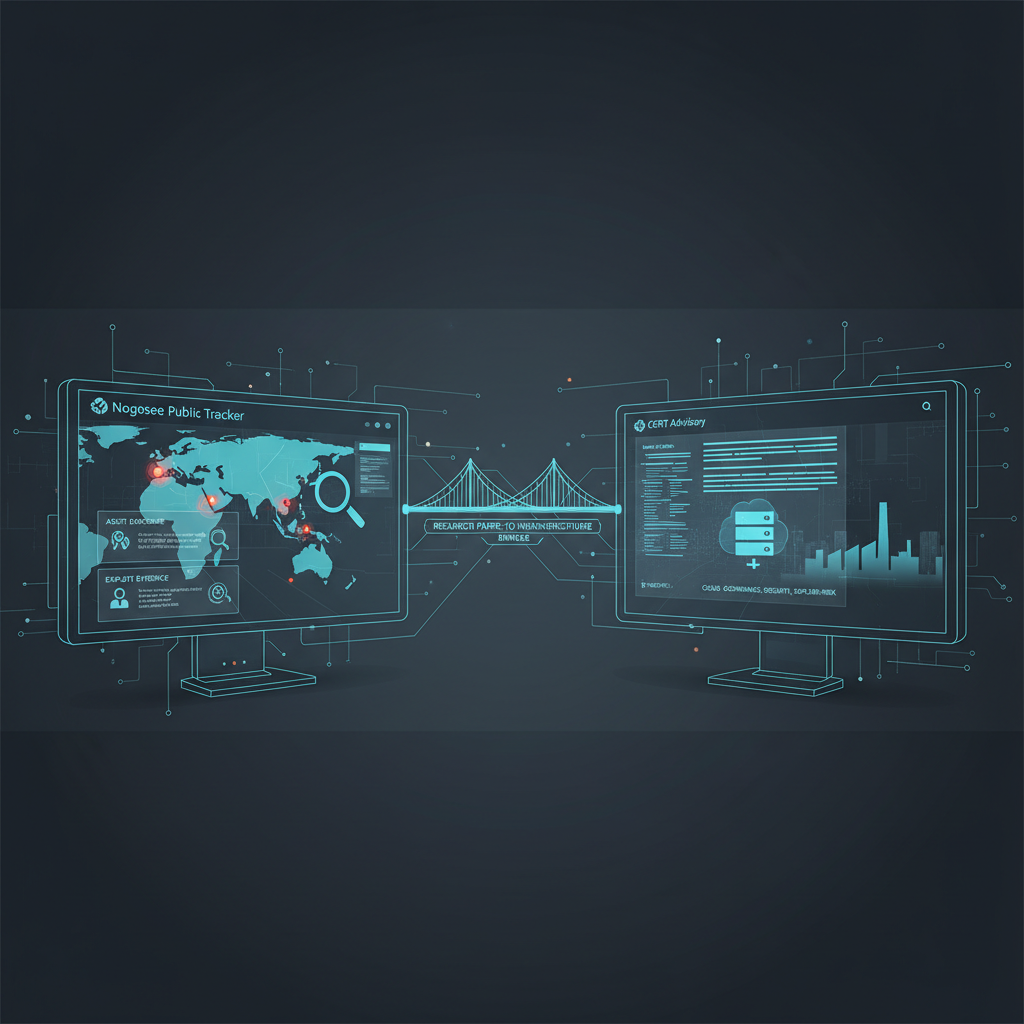 Analyst using Nogosee tracker to verify East Asia vulnerability signal before escalation, checking source, exposure, and exploit evidence