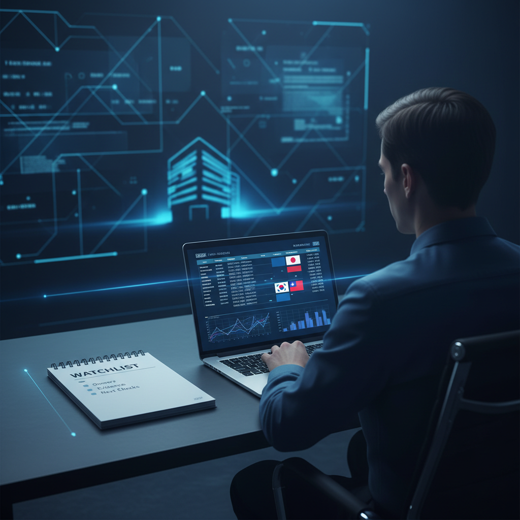 Security analyst using Nogosee tracker to build a structured East Asia ransomware watchlist with clear ownership and verification steps